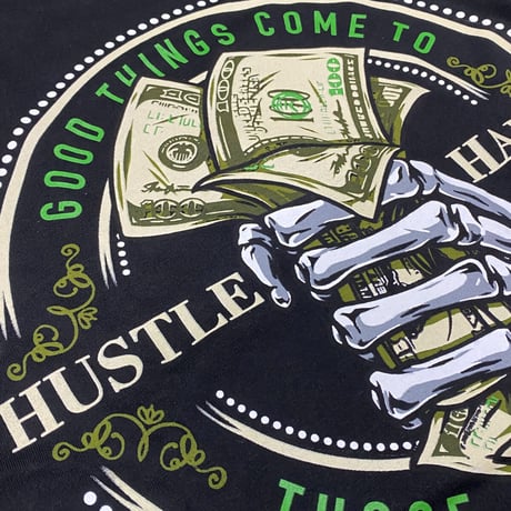 LA発 HUSTEL HARDER アンダーグラウンド グラフィック ヘビーウェイト Tシャツ SKULL (GTS22)