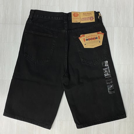 老舗LAブランド KnoBetta ノーベター JET BLACK デニム 太め ショートパンツ (SJNS5)