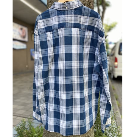 トミーヒルフィガー TOMMY HILFIGER チェック柄 ボタンダウンシャツ 青