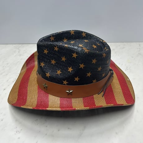 つば広 ウエスタンハット Cowboy Hat カウボーイハット 星条旗 ヴィンテージテイスト (CBH22)