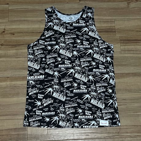米国製 【M】 ダイヤモンドサプライ Diamond Supply Co タンクトップ 黒 総柄 LA ストリート