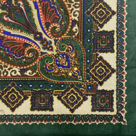 日本製 ペイズリー バンダナ Paisley Bandana 大判サイズ 綿100% グリーン (BNDN89)