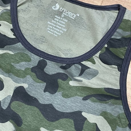 【S】 TRIVENI カモフラージュ 迷彩 タンクトップ 本格的 CAMOUFLAGE ミリタリー LAブランド