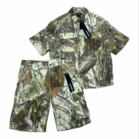 NY発 Kindred キンドレッド White Forest Camo ホワイトフォレスト カモフラージュ 総柄 セットアップ 半袖シャツ ショートパンツ (S/S2、SJNS22)
