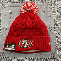 NEWERA ニューエラ NFL サンフランシスコ SF 49ers 赤 ニット帽 ポンポン付 ニットキャップ 金ラメ (Beanie198)