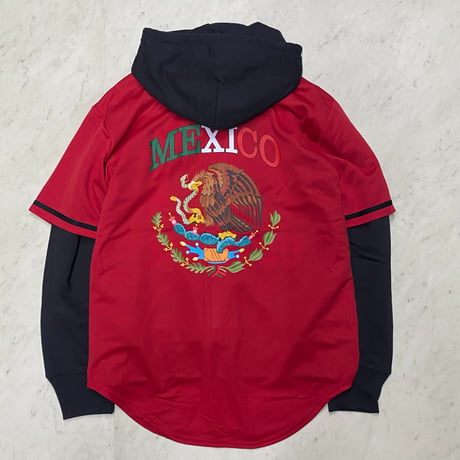 LA発 LA DREAMZ メキシコ MEXICO アンダーグラウンド グラフィック ベースボールシャツ 赤 (GFX-BB9)