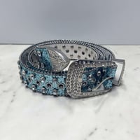 ラインストーン ブリンブリン ベルト Bling Bling Rhinestone Belt 水色 ラメ (BELT10)