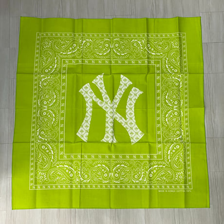 大判バンダナ NY ニューヨーク モノグラム BIGロゴ ペイズリー Monogram Paisley ライムイエロー (BNDN114)