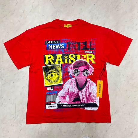 米国発 Civilized シヴィライズド LATEST NEWS T-Shirts ラストニュース 半袖 グラフィックTシャツ 赤 (CropT50)