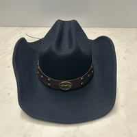 つば広 ウエスタンハット Cowboy Hat カウボーイハット フェルトタッチ 黒 サイズ調節可 (CBH14)