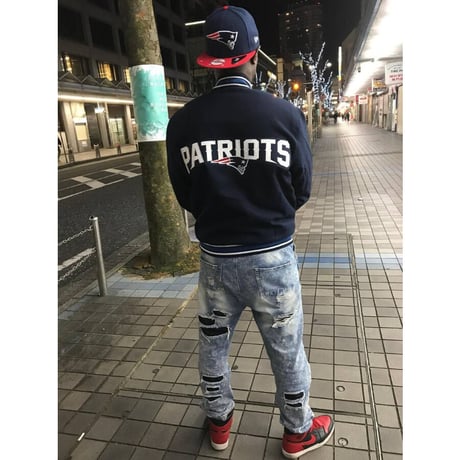 【4XL】 JHデザイン NFL ニューイングランド ペイトリオッツ Patriots スタジアムジャンパー アメフト 黒 スタジャン