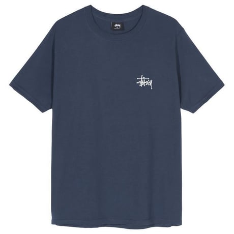 Stussy ステューシー 王道 BASIC ベーシックロゴ ショーンフォント 半袖 Tシャツ 紺