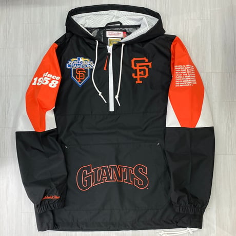 USA限定 Mitchell&Ness MLB サンフランシスコ ジャイアンツ Team Origins ハーフZIP アノラック