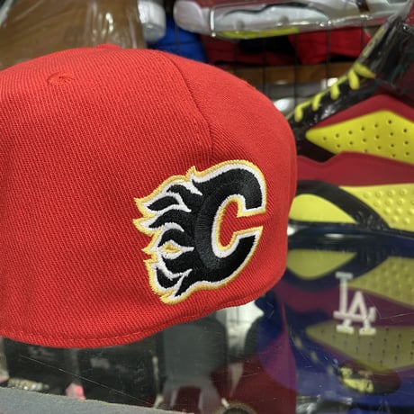 【S/M】 Reebok リーボック Flames カルガリー フレームス BIGロゴ NHL フレックスキャップ
