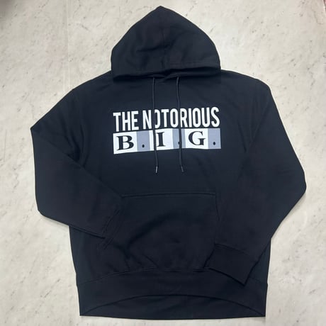 LA発 The Notorious B.I.G. ビギー グラフィック プルオーバー パーカー バックプリント 黒 (GFX/Hdy107)