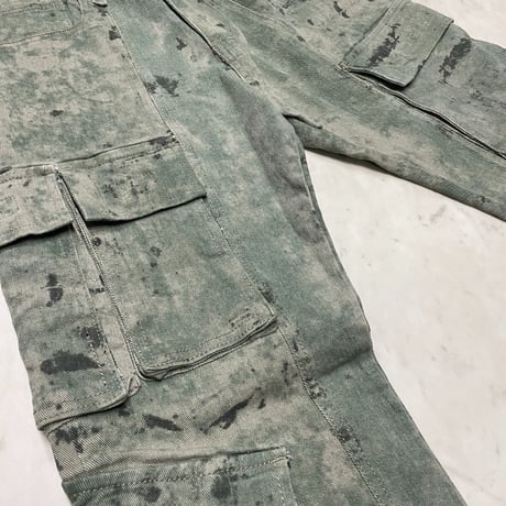 海外限定 SmokeRise スモークライズ Straight Utility Splatter Jeans ペイント 迷彩 カーゴパンツ (JNS100)