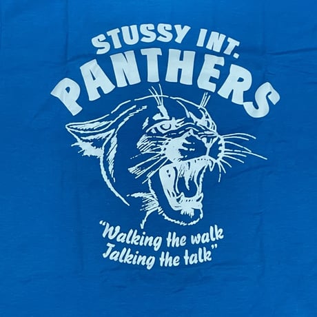 【M】 Stussy ステューシーPANTHERS パンサー 半袖 グラフィック Tシャツ 青 ブライトブルー (60)