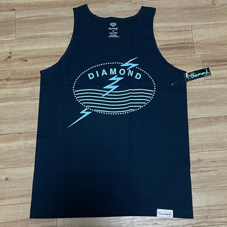 米国製 【M】 ダイヤモンドサプライ Diamond Supply Co タンクトップ 紺 水色 Lightning スケーター