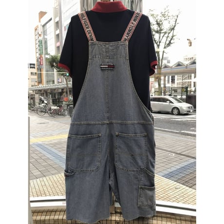 海外限定モデル TOMMY HILFIGER トミーヒルフィガーDenim  デニム ショート オーバーオール 90年代