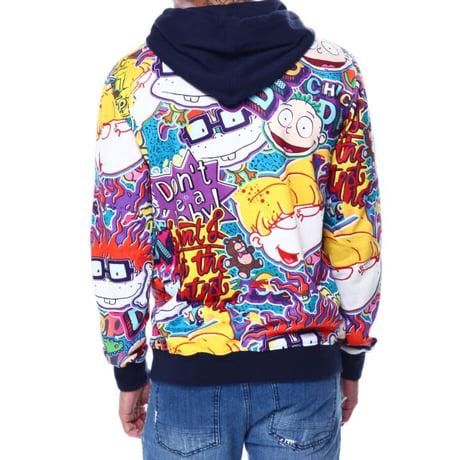 FREEZEMAX フリーズマックス Rugrats ラグラッツ 総柄 スウェット プルオーバー パーカー