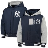米国仕様 MLB公認 JHデザイン NY Yankees ニューヨーク ヤンキース フード付き リバーシブル スタジアムジャンパー