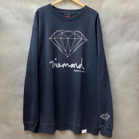 Diamond Supply ダイヤモンドサプライ  OG Sign クルーネック スウェット トレーナー ピスタグ付き 紺
