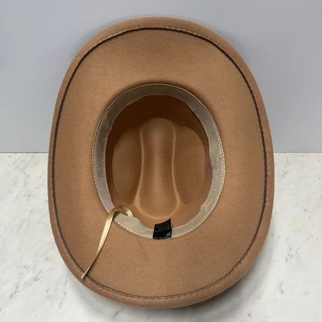 つば広 ウエスタンハット Cowboy Hat カウボーイハット フェルトタッチ ベージュ サイズ調節可 (CBH11)