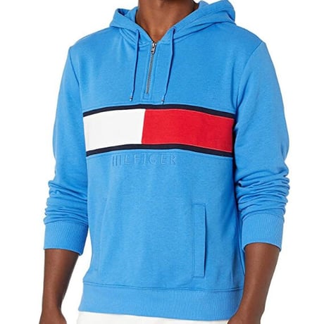 TOMMY HILFIGER USA トミーヒルフィガー HALF ZIP プルオーバーパーカー パレスブルー