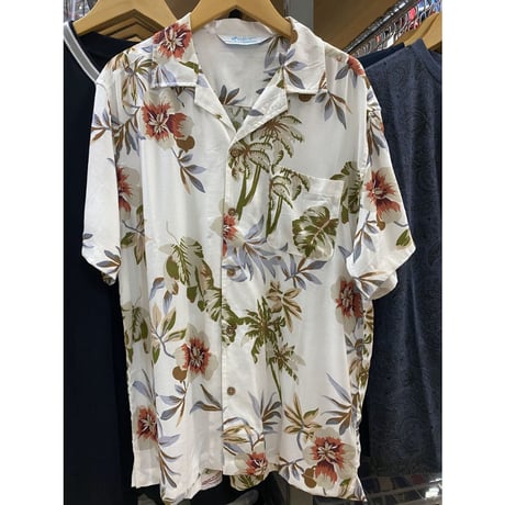 【特別SALE価格】ROBINSON 開襟 アロハシャツ ALOHA  白 花柄 ハワイアンシャツ フラワープリント R03