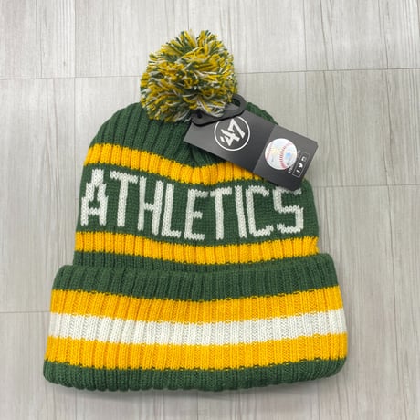 47Brand USA 47ブランド MLB オークランド アスレチックス Athletics リブ編み ポンポンニット帽