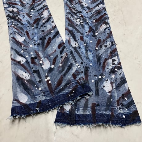 米国LAブランド Stylo Jeans LA スタイロジーンズ STACKED FLARE スタックド フレア デニム ペイント (JNS40)