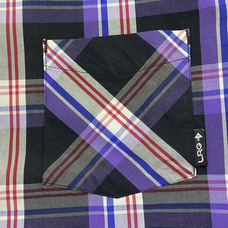 LRG エルアールジー チェック柄 パープル 紫 Purple 半袖 ボタンシャツ 綿100% ストリート