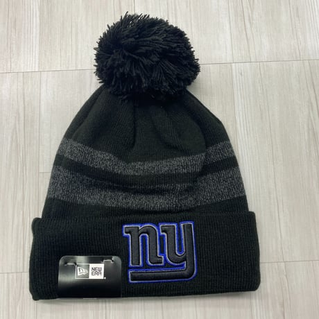 NEWERA USA ニューエラ NFL ニューヨーク ジャイアンツ NY Giantsポンポン付き ニット帽 黒
