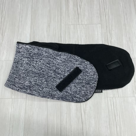 着脱ラクラク 極暖ティペット 杢ヘザー ネックウォーマー 裏フリース 紺