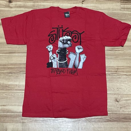 【M】限定 Stussy ステューシーRootz コレクション 半袖 Wネーム Tシャツ ヴィンテージ調 レッド  (36)