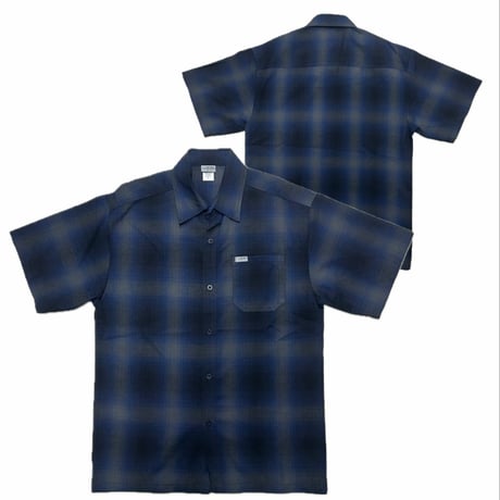 アメリカ製 CALTOP キャルトップ 半袖 オンブレチェックシャツ NAVY GREY 紺 グレー (SBS48)