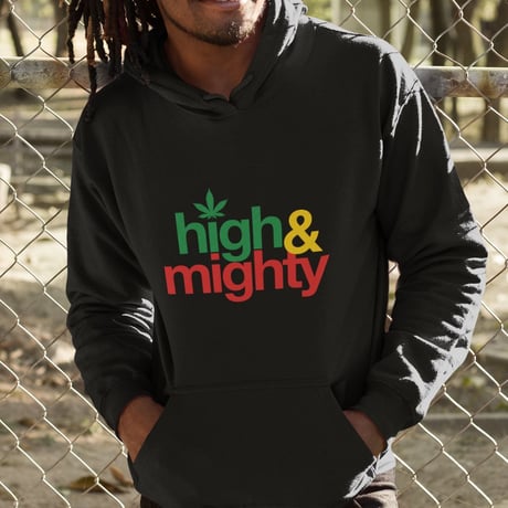 NY発 Mighty Healthy マイティヘルシー HighMighty ハイマイティ プルオーバー パーカー 黒 ラスタカラー