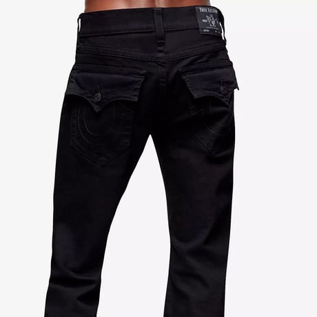 プレミアムジーンズ True Religion トゥルーレリジョン Ricky リッキー ブラックパッチ ストレートジーンズ (JNS261)