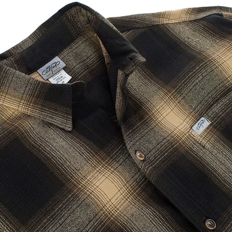 アメリカ製 CALTOP キャルトップ 半袖 オンブレチェックシャツ BROWN KHAKI 茶色 カーキ (SBS40)