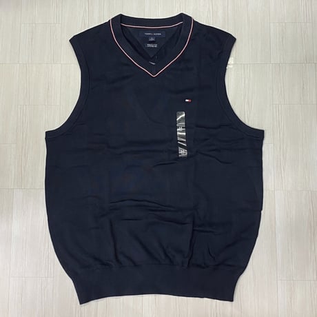 USAモデル TOMMY HILFIGER プレミアムコットンニット ベスト SkyCaptain (R4F-10)