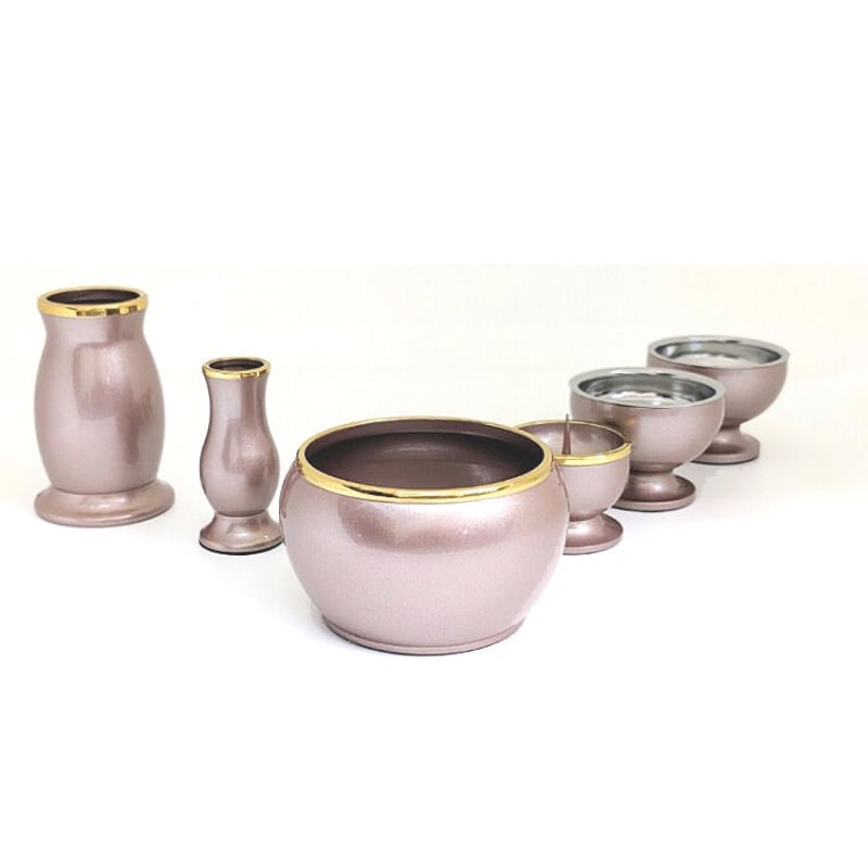 【ルミエールモコ】インテリア小物セット モダン仏具 ルミエールピンク コンパクト・ミニ仏具【ルミエール