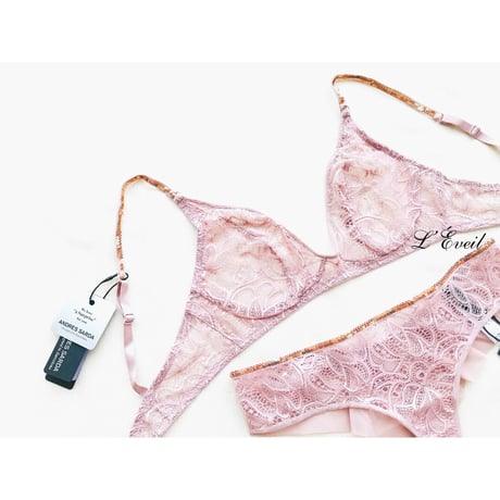 ANDRES SARDA Lynx Rosewood アンドレ サルダ【ノンワイヤーノンパデッドトライアングルブラ＋タンガのセット】