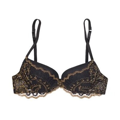 I.D. SARRIERI Golden Tulip Black/Gold アイディサリエリ【パデッドプッシュアップブラ(シルク混)＋タンガのセット】