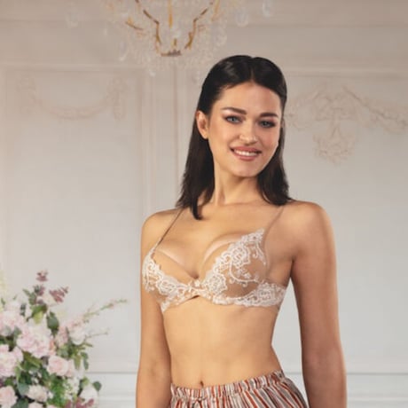 COTTON CLUB Soffio Noisette コットンクラブ【ダブルパデッドプッシュアップブラ＋タンガのセット】