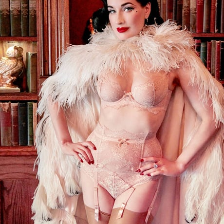 Dita von Teese Lurex Lace Vintage Peach ディタ・フォン・ティース【ノンパデッドハーフカップブラ】