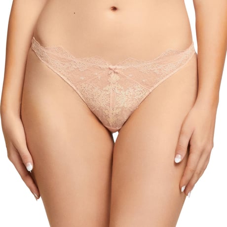 Dita von Teese Lurex Lace Vintage Peach ディタ・フォン・ティース【ノンパデッドハーフカップブラ＋タンガのセット】