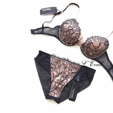 ANDRES SARDA Love Charcoal アンドレ サルダ【ダブルパデッドプッシュアップブラ＋ブラジリアンショーツのセット】