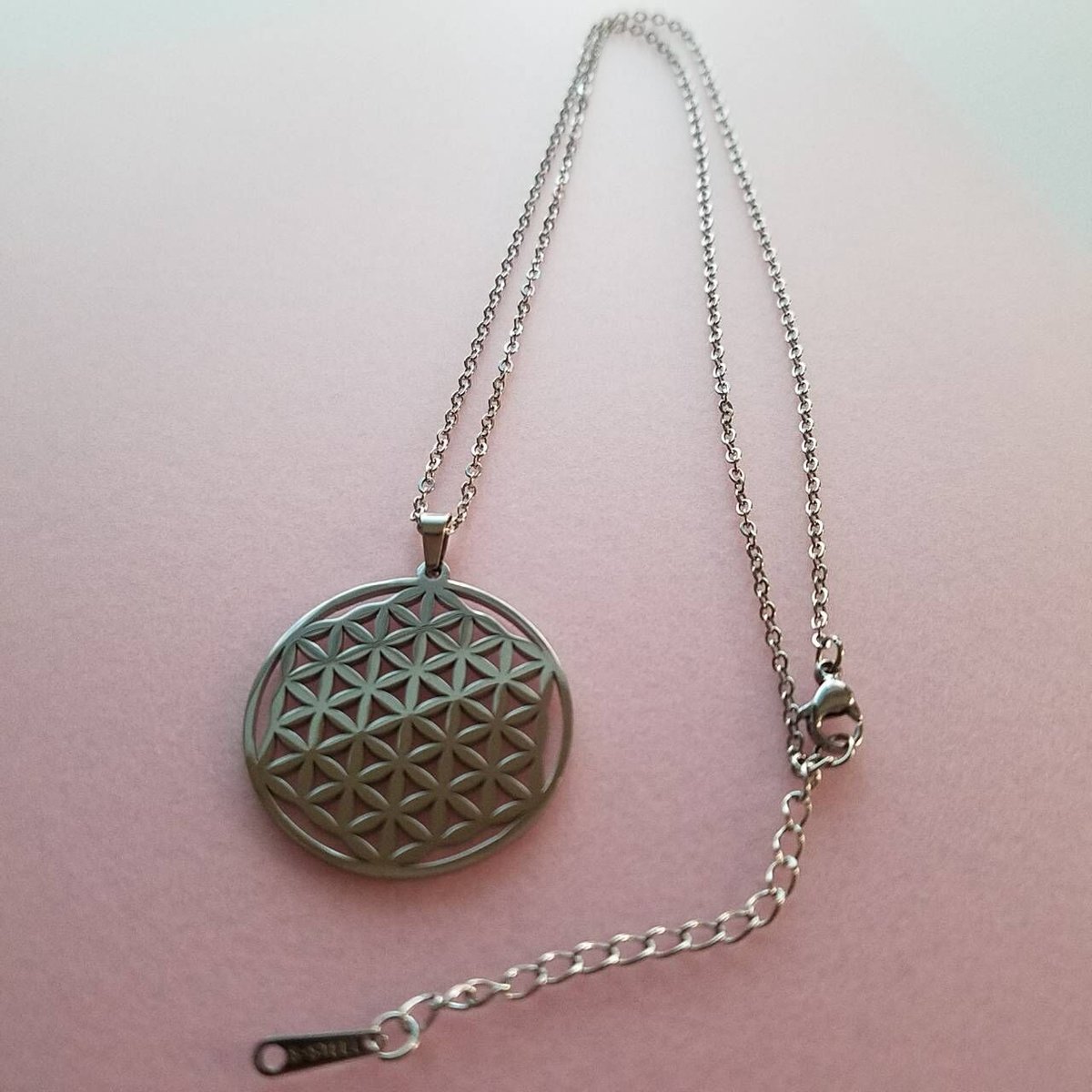 ☆フラワーオブライフ☆ 神聖幾何学模様 ステンレスチェーン シルバー