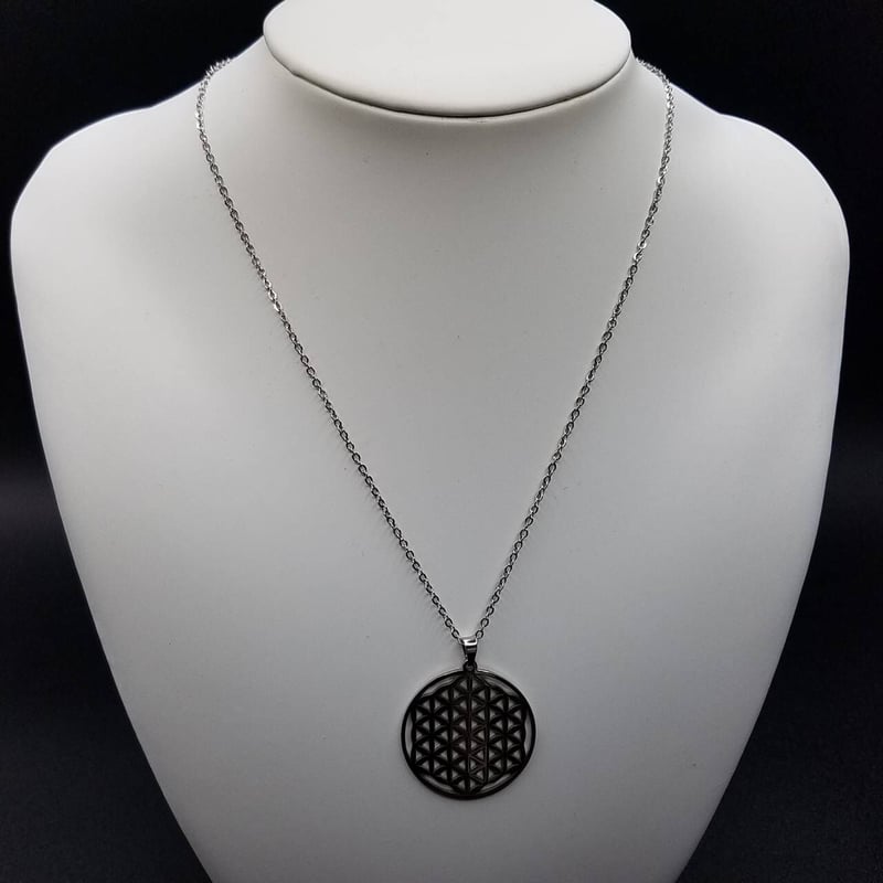 ☆フラワーオブライフ☆ 神聖幾何学模様 ステンレスチェーン シルバー