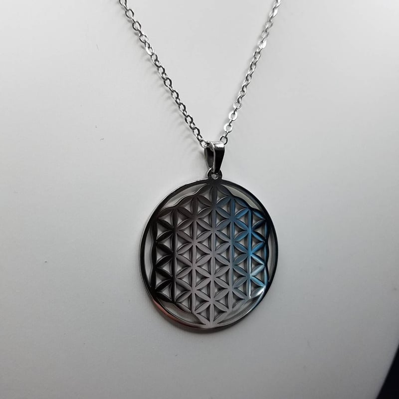 ☆フラワーオブライフ☆ 神聖幾何学模様 ステンレスチェーン シルバー